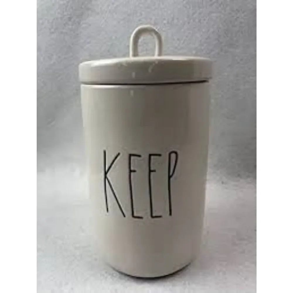 Rae Dunn White Ceramic “Keep” Canister With Lid